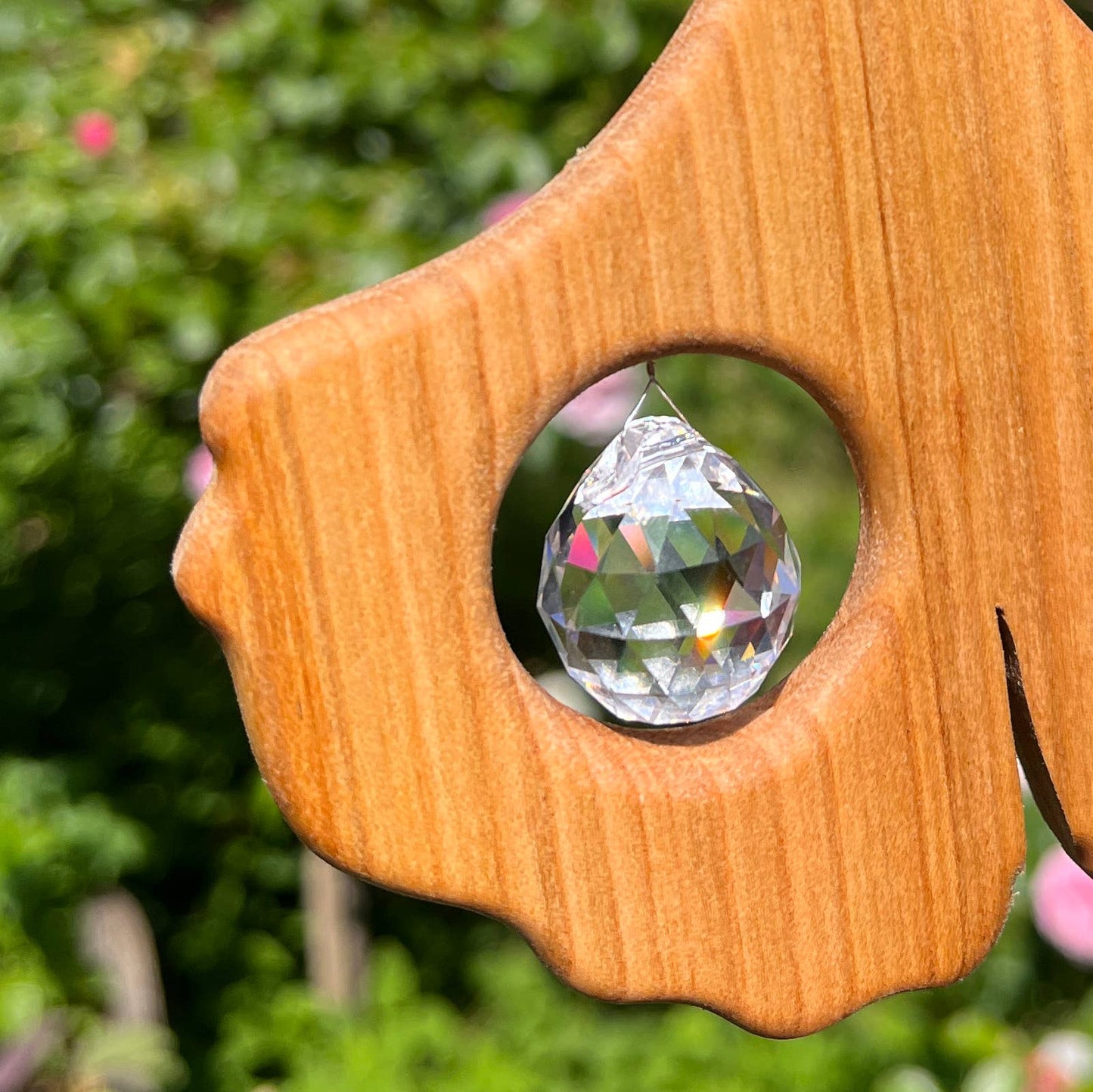 Fensterschmuck - Ginkgo mit Regenbogen-Kristall
