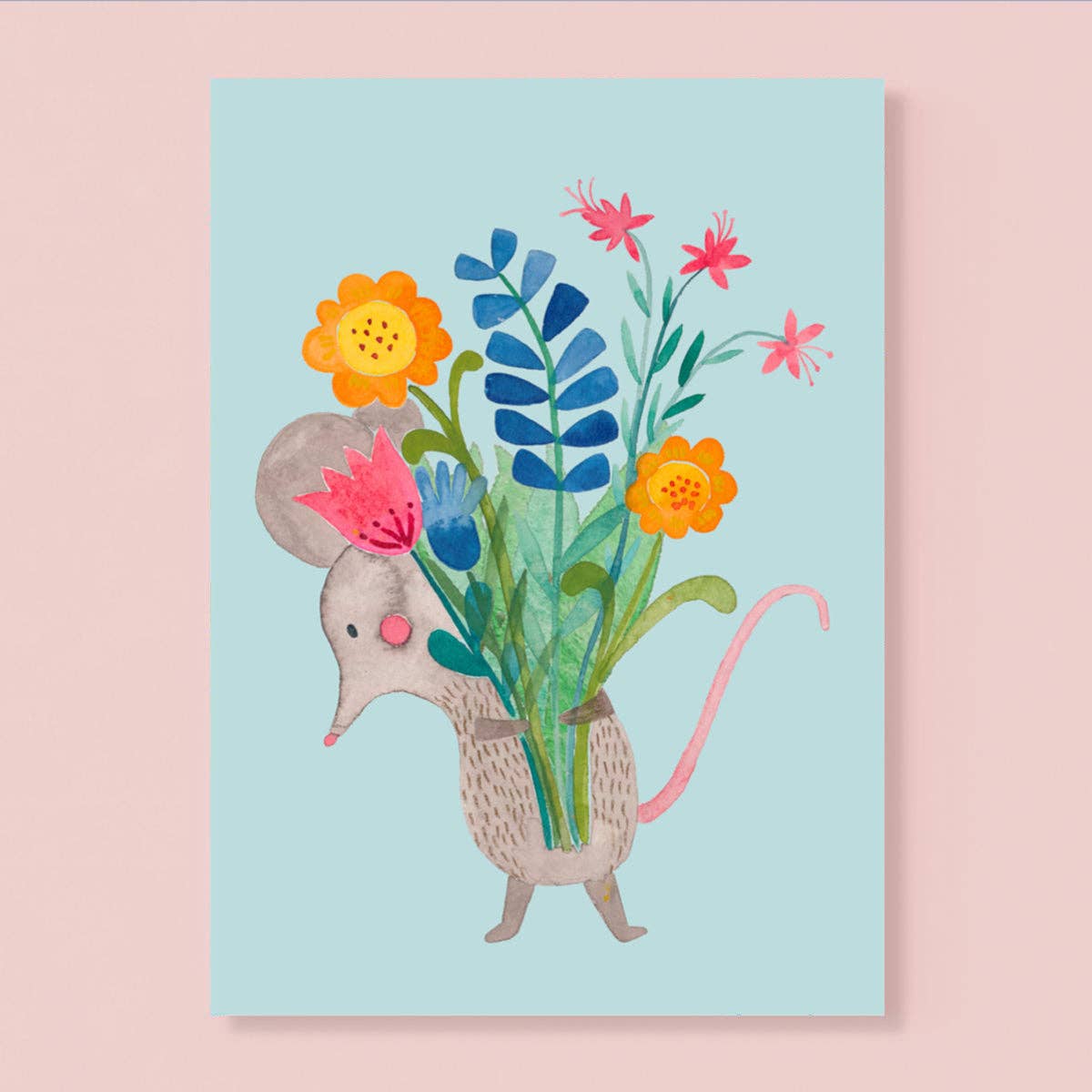 Maus mit Blumen A6