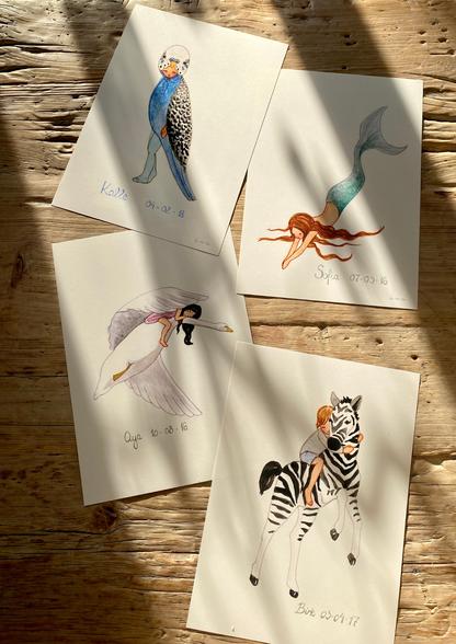 Zebra mit Kind - Poster A4