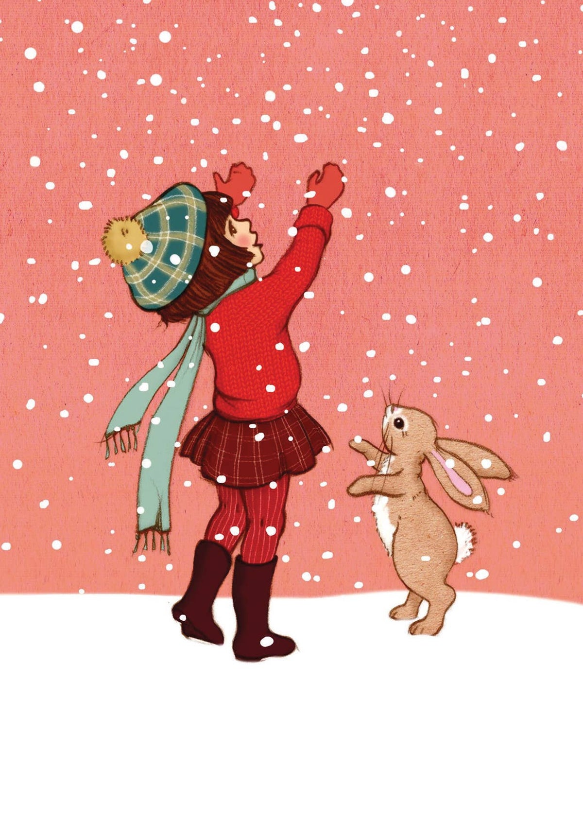 Postkarte Schnee fangen von Belle & Boo A6