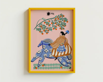 Print - Folk Dame und Orangen