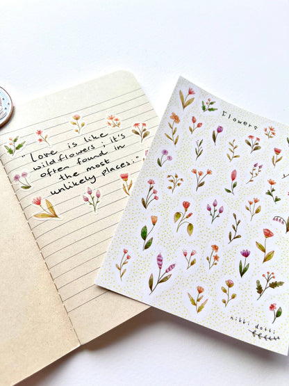 Stickerbogen - Blumen