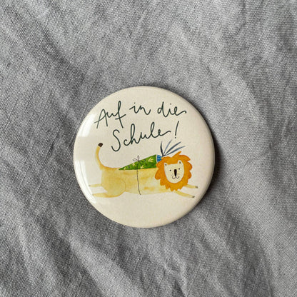 Button - Auf in die Schule - Löwe