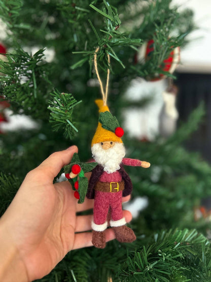 Filzanhänger - Weihnachtswichtel Gelber Hut