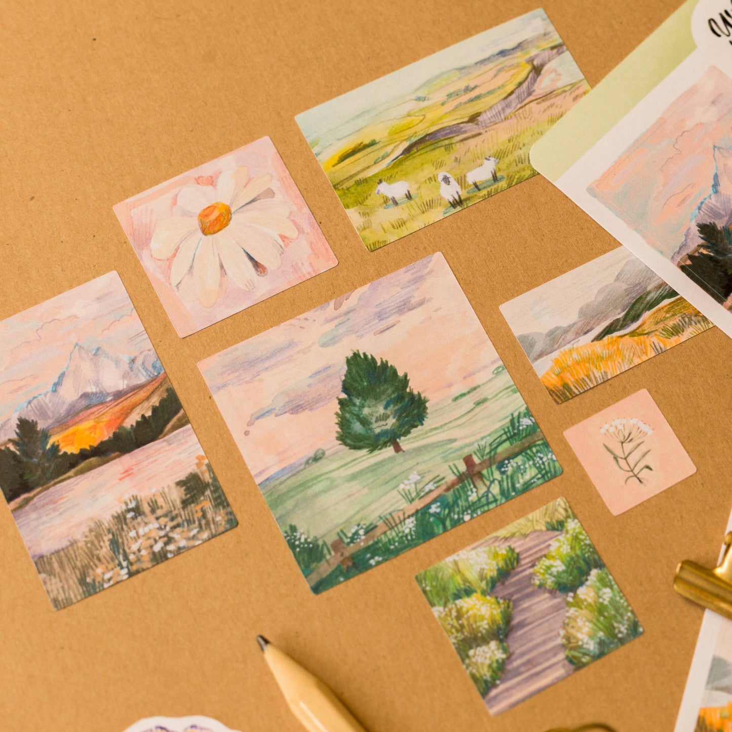 Stickerbogen - Landschaften bei Sonnenaufgang