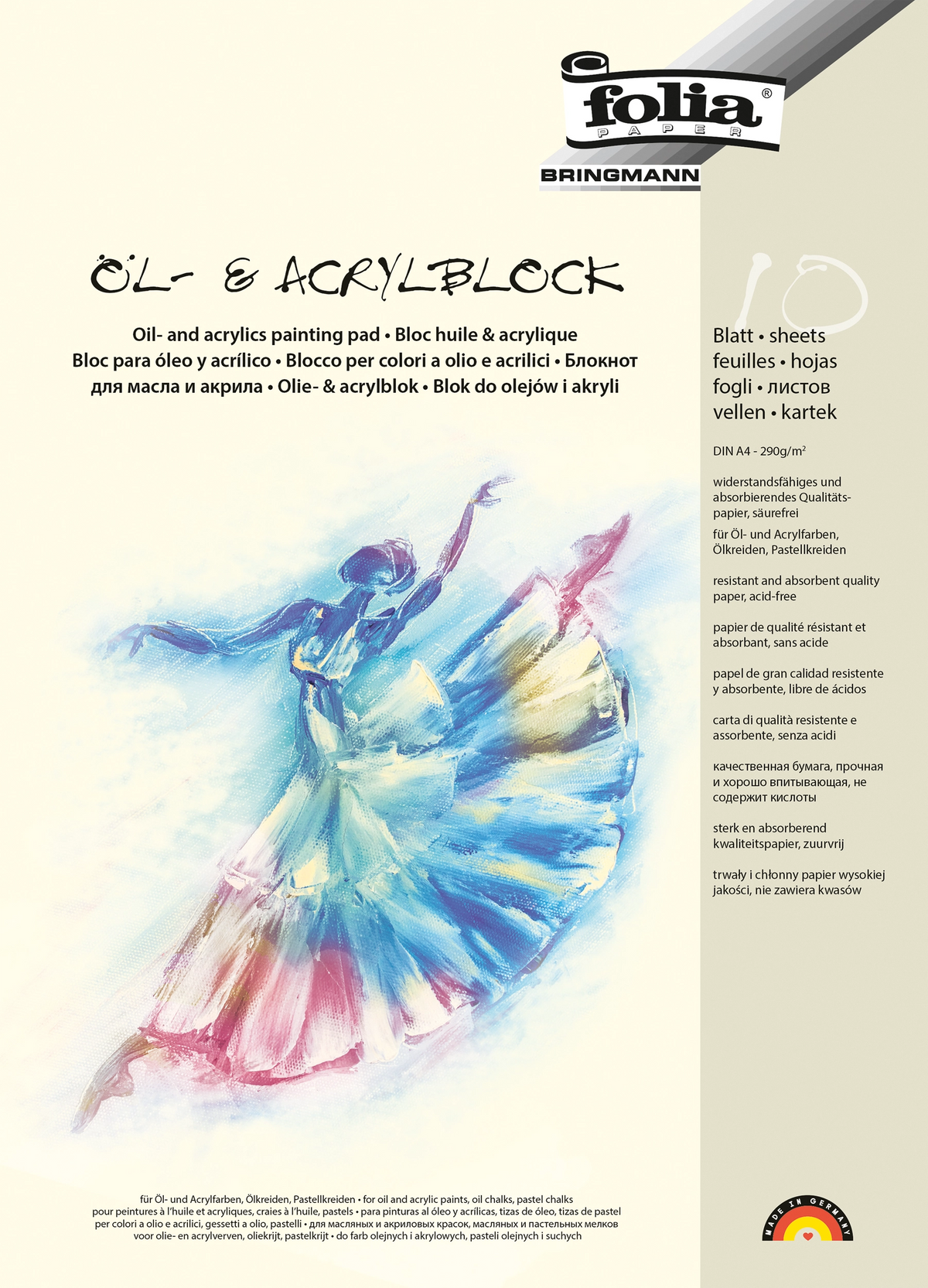 folia Öl- und Acrylmalblock DIN A4, 290 g/m², 10 Blatt