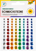folia Schmucksteine Regenbogen selbstklebend, 80 Stück in drei Größen auf dem Bogen