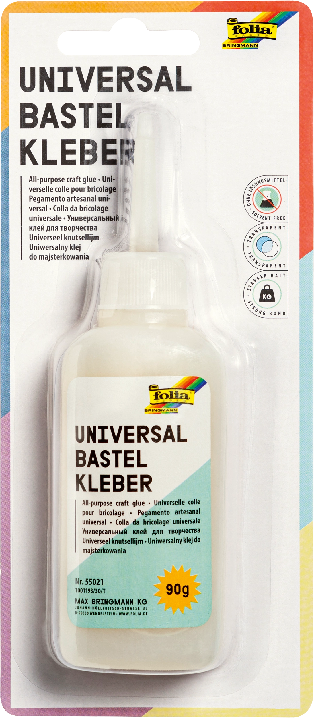 folia Universal Bastelkleber transparent, 90 g Dosierflasche