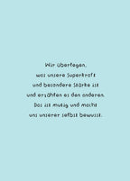 Adventskalender-Karte von Frau Ottilie, Rückseite mit der Aktivität Superkraft