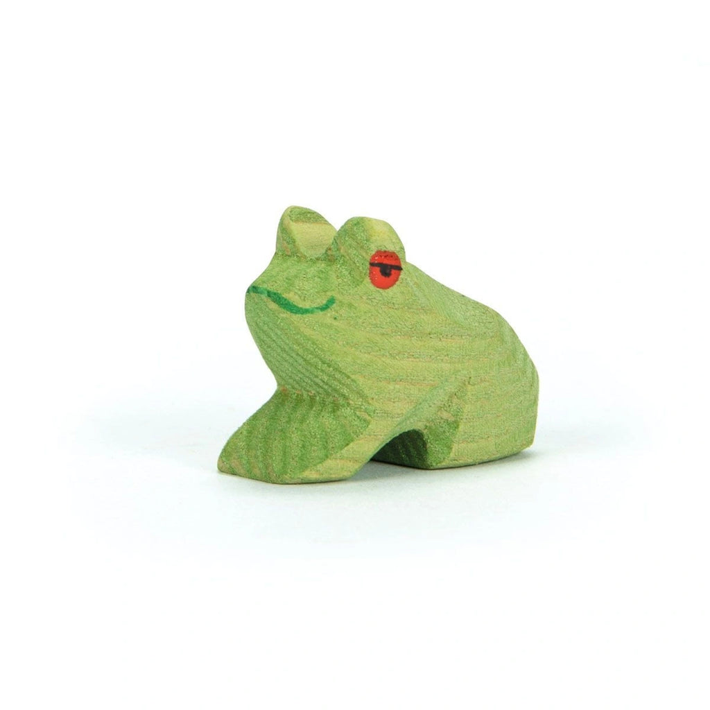 Ostheimer Frosch sitzend, grüne Holzfigur