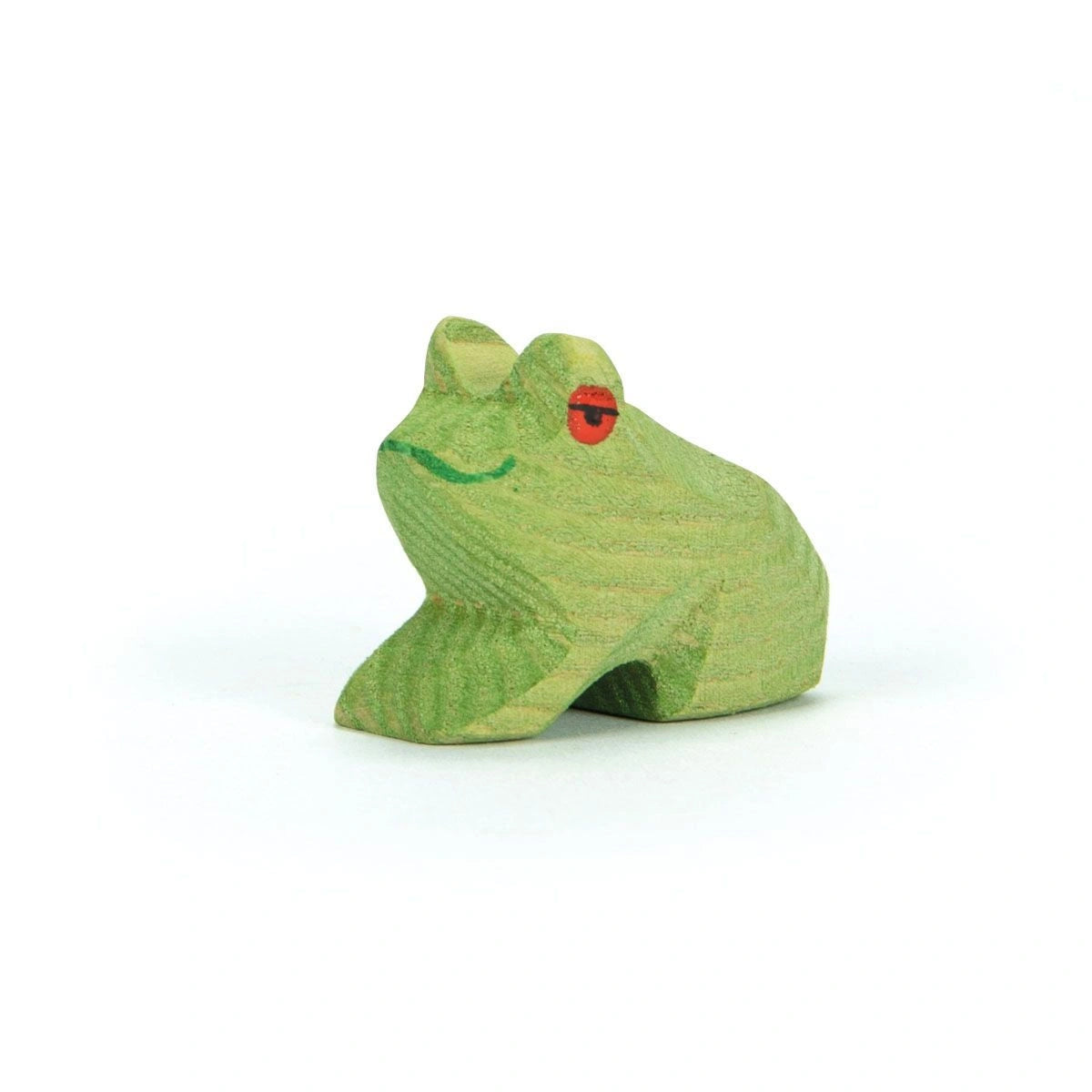 Ostheimer Frosch sitzend, grüne Holzfigur