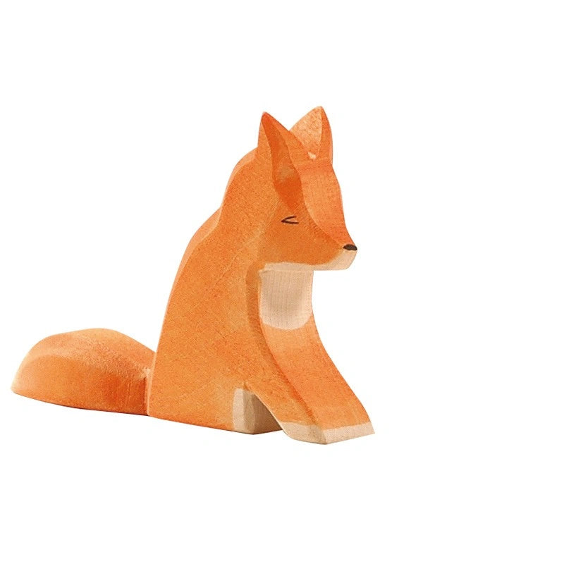 Ostheimer Fuchs groß sitzend, orangefarbene Holzfigur