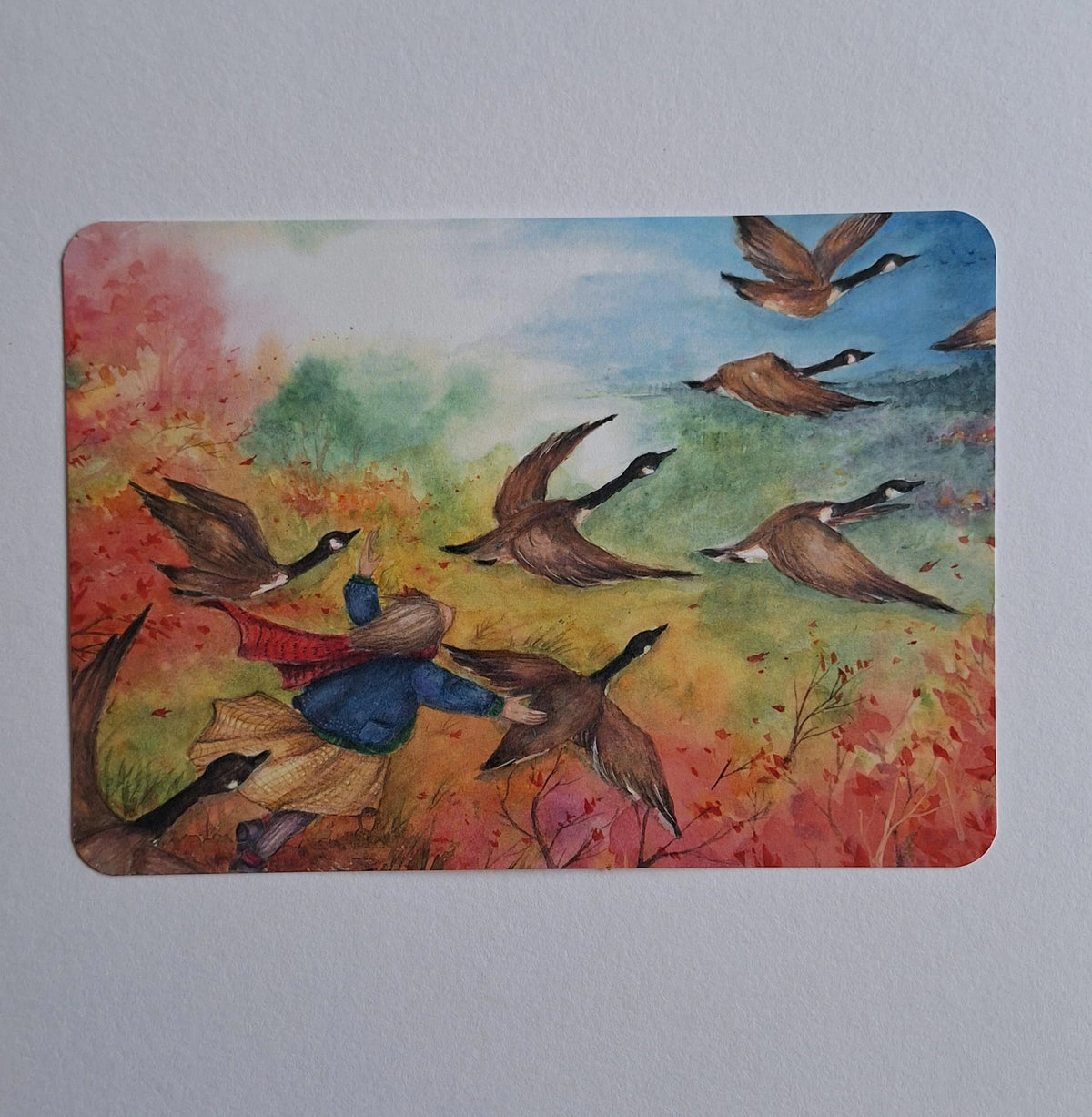 Kunstdruck Gänseflug von Anne Gies A5, Ansicht 2