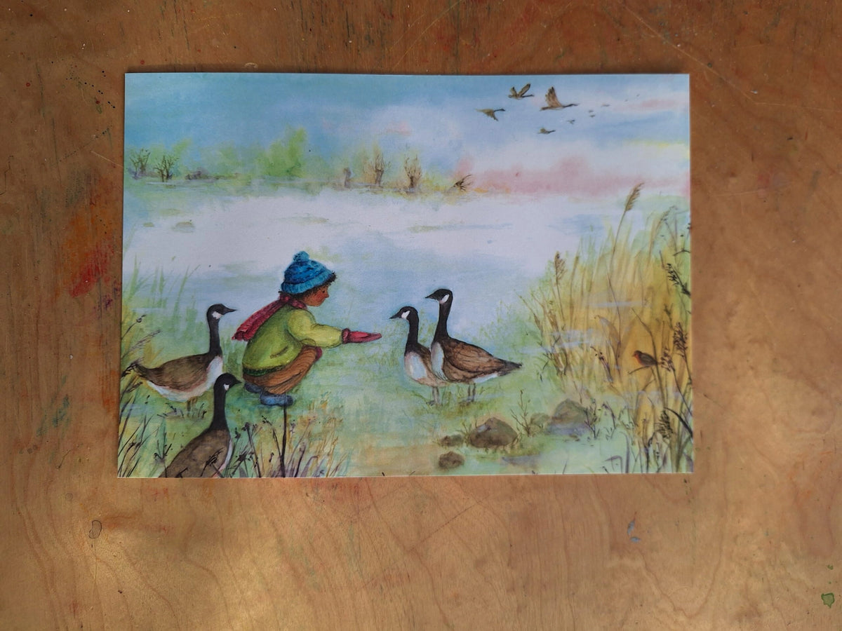 Kunstdruck Gänse von Anne Gies A5, Ansicht 3