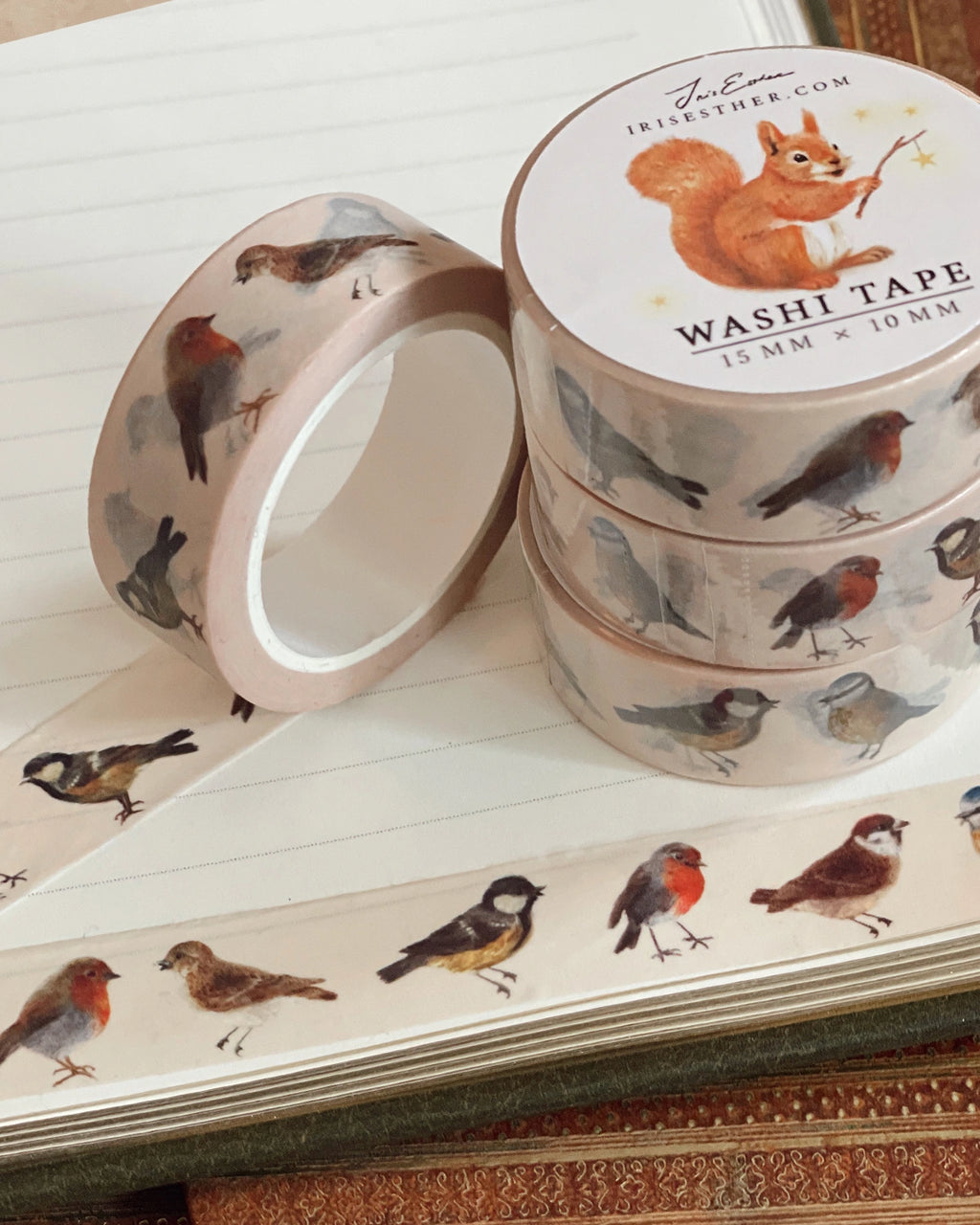 Washi Tape Gartenvögel von Iris Esther auf Papier und Briefumschlägen, Foto