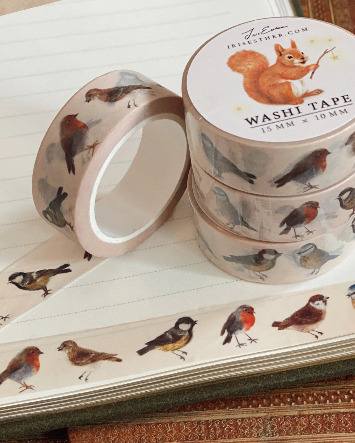 Washi Tape Gartenvögel von Iris Esther auf Papier und Briefumschlägen, Foto