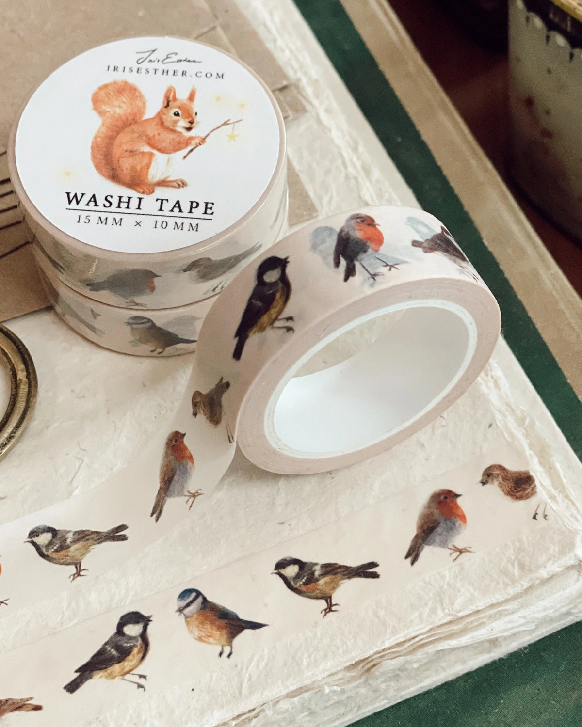 Washi Tape Gartenvögel von Iris Esther auf Papier und Briefumschlägen, Foto