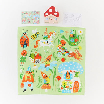 Spieltuch Gnomen-Dorf mit Pilzhaus