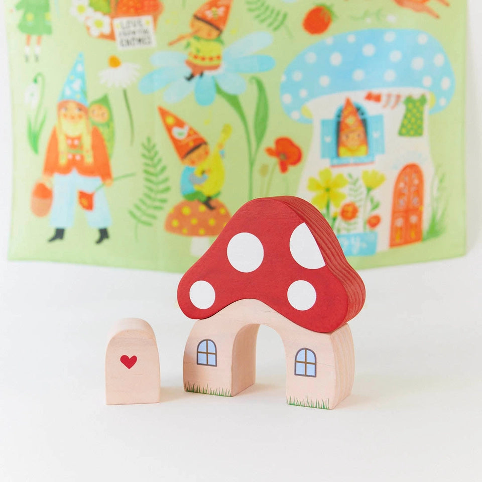 Spieltuch Gnomen-Dorf mit Pilzhaus