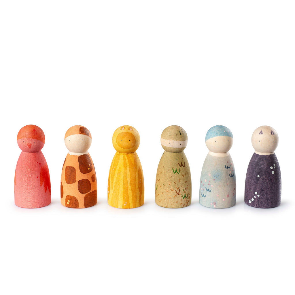 Grapat The Animal Crew Tierfiguren aus Holz, alle Tierfiguren nebeneinander