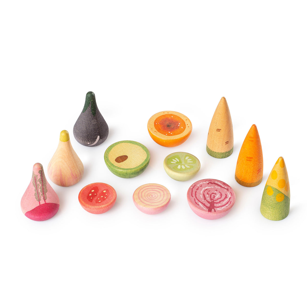 Grapat Veggies Gemüse aus Holz, alle Gemüseteile nebeneinander
