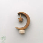Stecker Mond mit Stern natur von Hamer & Zaag, Mondsichel mit Stern aus hellem Holz