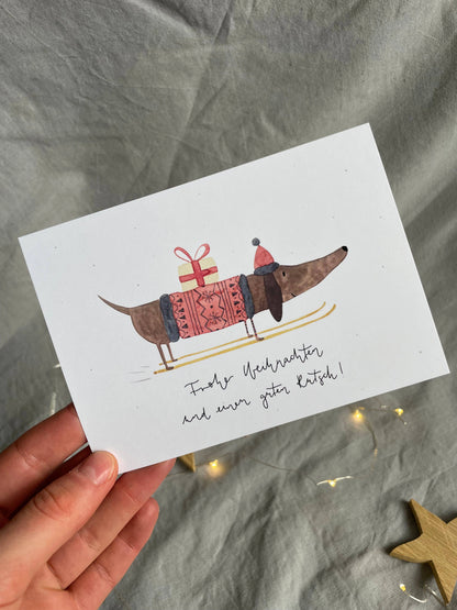Dackel - Frohe Weihnachten und einen guten Rutsch
