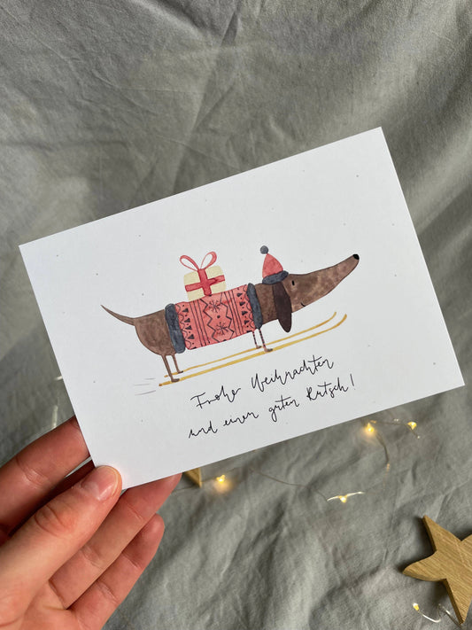 Dackel - Frohe Weihnachten und einen guten Rutsch
