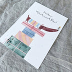 Postkarte Frohe Weihnachten Dackel auf Geschenken von Hannahs Firlefanz A6
