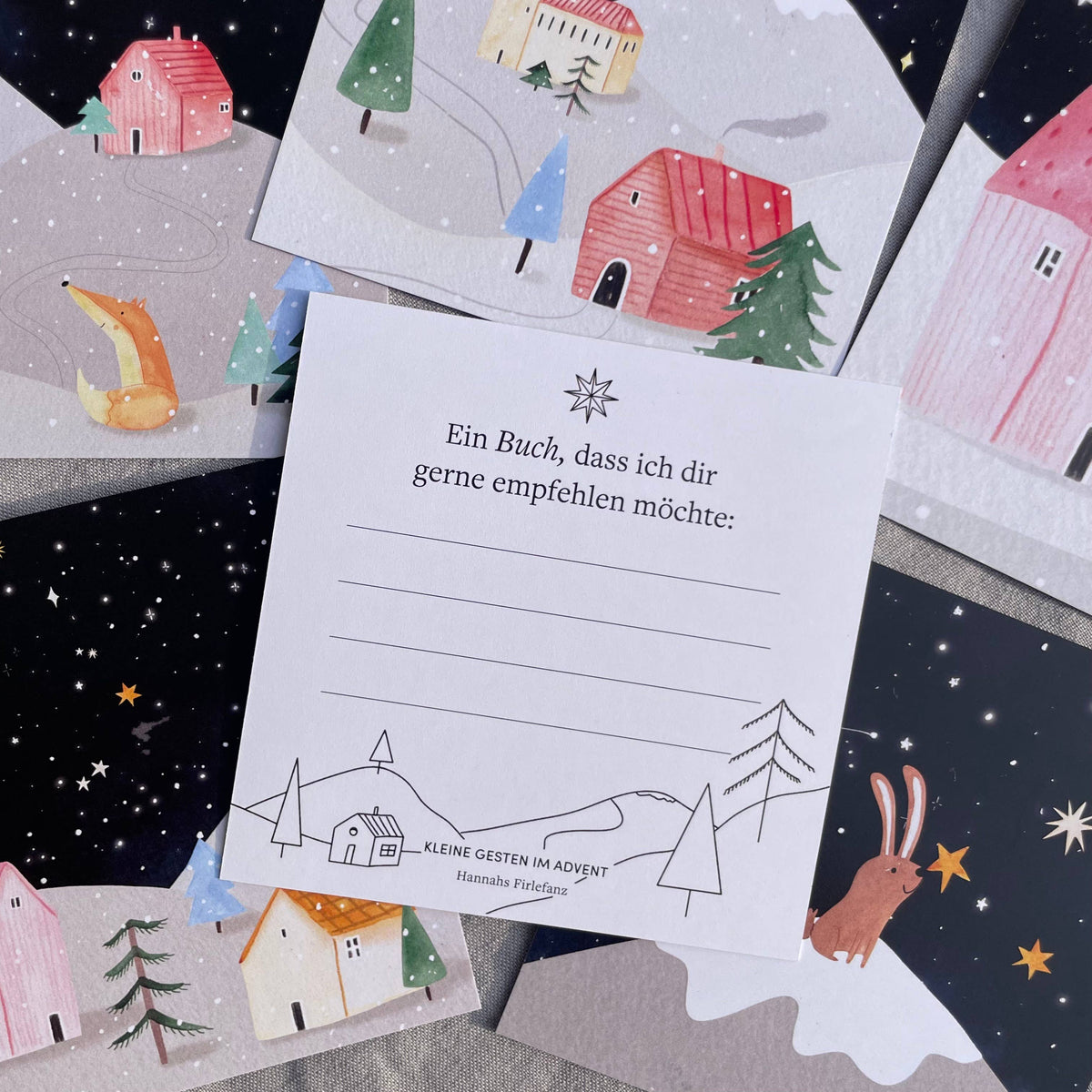 Adventskalender Kleine Gesten im Advent von Hannahs Firlefanz, Karte zum Ausfüllen für eine Buchempfehlung