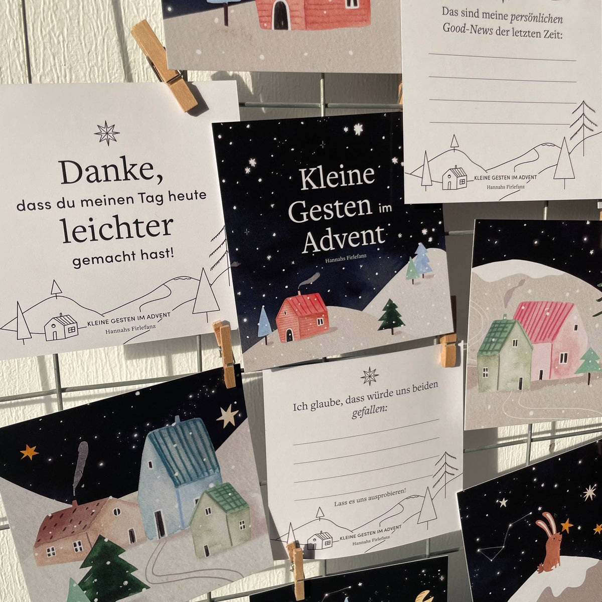 Adventskalender Kleine Gesten im Advent von Hannahs Firlefanz, Danke-Karte aufgehängt