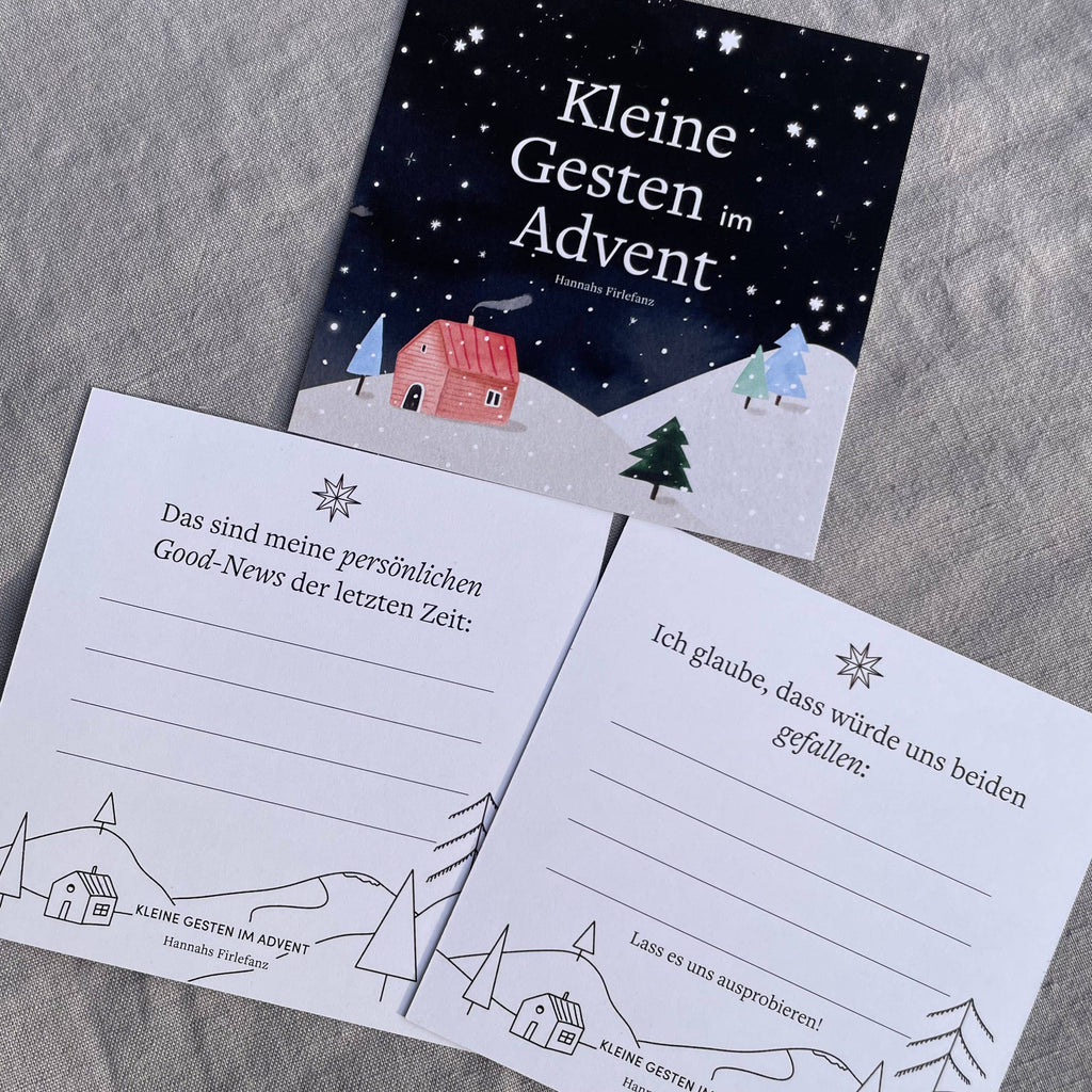 Adventskalender Kleine Gesten im Advent von Hannahs Firlefanz, Karten zum Ausfüllen für gute Nachrichten und gemeinsame Pläne