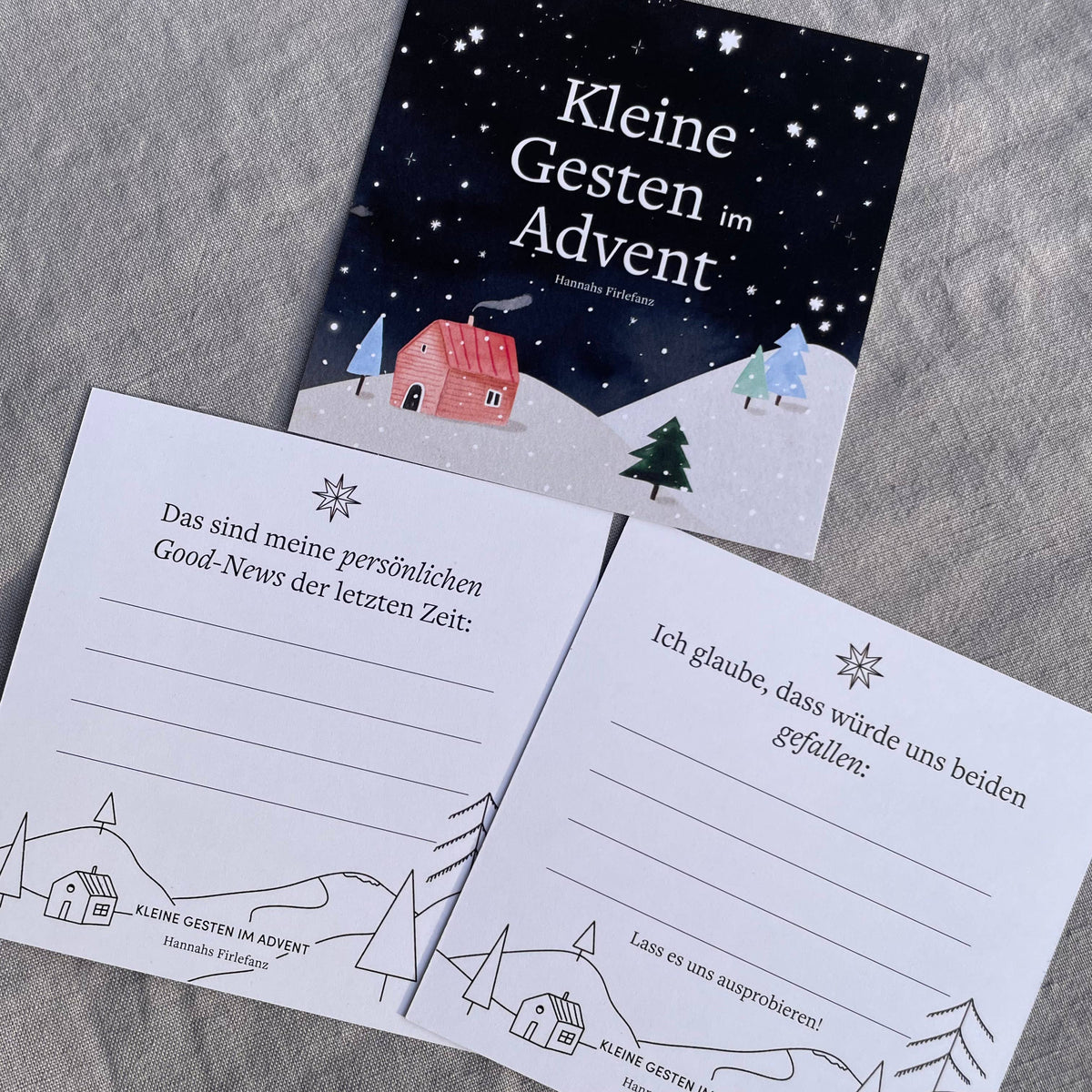 Adventskalender Kleine Gesten im Advent von Hannahs Firlefanz, Karten zum Ausfüllen für gute Nachrichten und gemeinsame Pläne