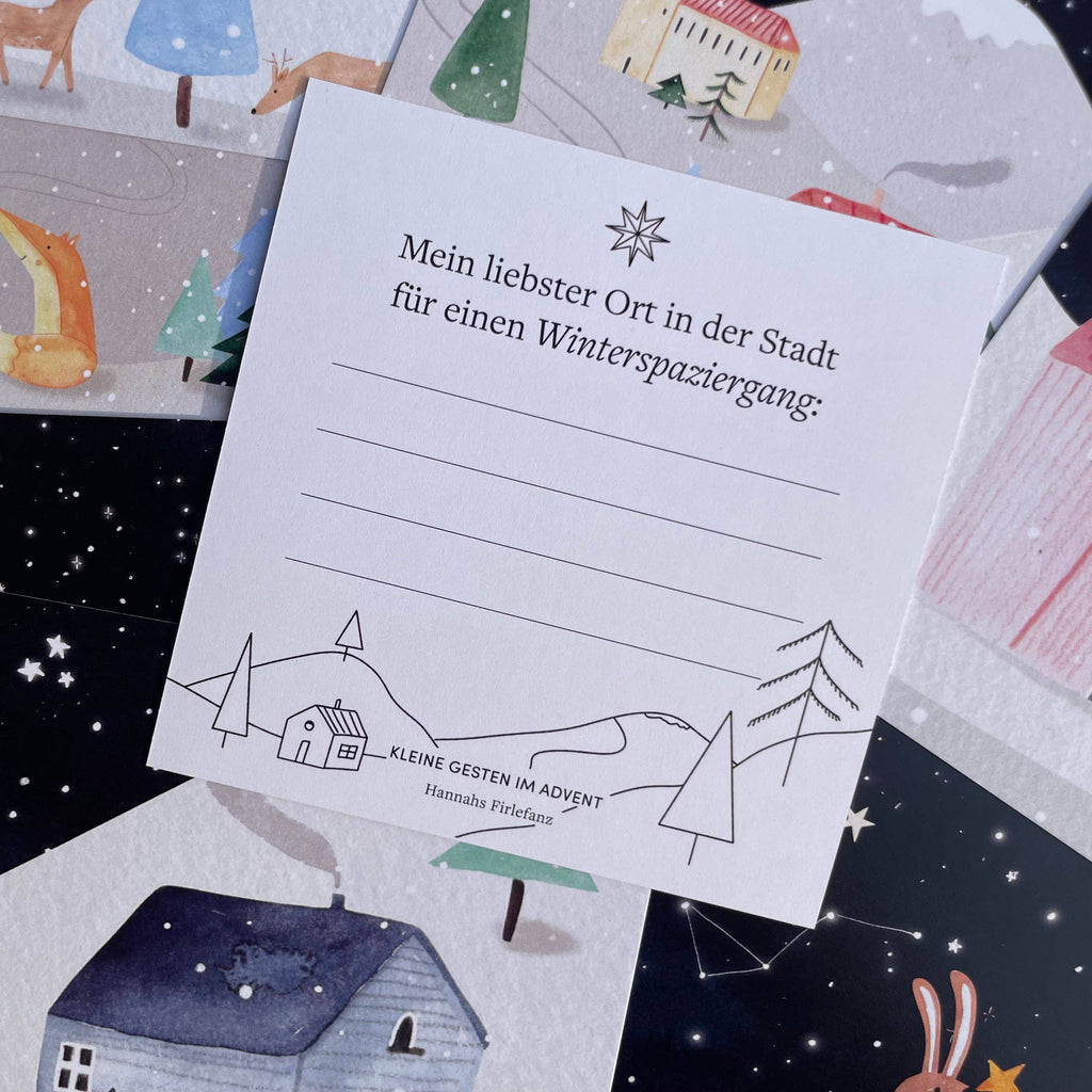 Adventskalender Kleine Gesten im Advent von Hannahs Firlefanz, Karte „Mein liebster Ort in der Stadt für einen Winterspaziergang“