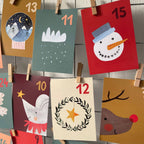 Adventskalender aus Postkarten von Hannahs Firlefanz A7, Karten mit Schneemann und Rentier