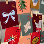 Adventskalender aus Postkarten von Hannahs Firlefanz A7, Karten mit Schleife, Stern und Taube