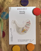 Hannahs Firlefanz Bügelbild Robbe mit Mütze, Schal und Küken, auf der Bügelbild-Karte in der Tüte