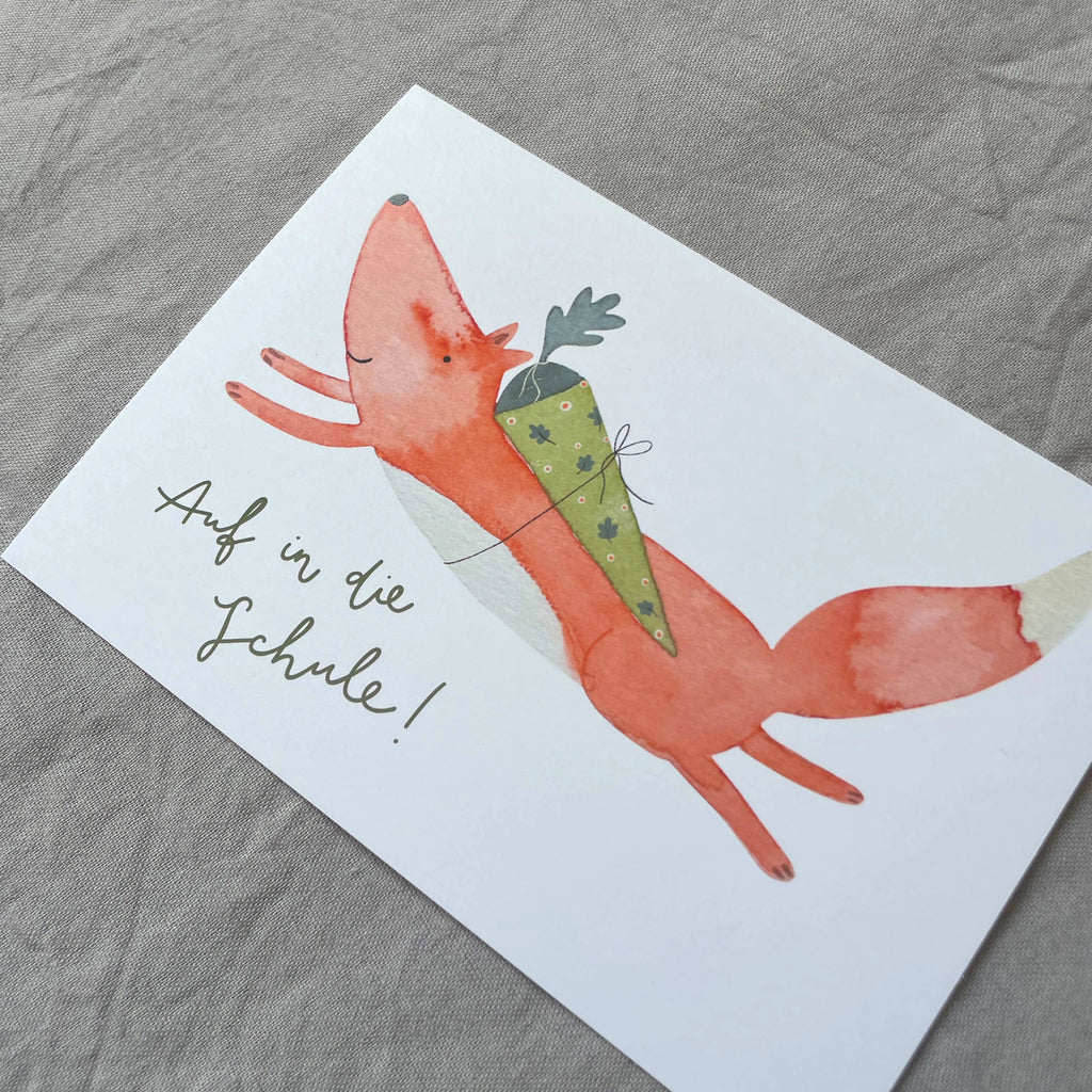 Postkarte Einschulung Fuchs von Hannahs Firlefanz A6