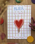 Hannahs Firlefanz Patch Herz-Eis am Stiel, auf der karierten Karte Patch zum Aufbügeln