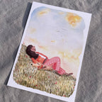Postkarte Head in the Clouds von Hannahs Firlefanz A6, schräge Ansicht