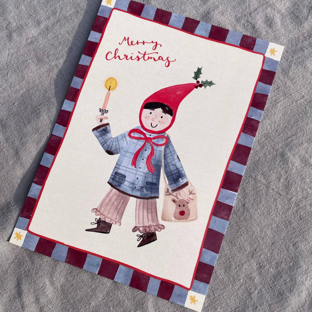 Postkarte Merry Christmas von Hannahs Firlefanz A6, schräge Ansicht