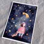 Postkarte Sternenhimmel von Hannahs Firlefanz A6, schräge Ansicht