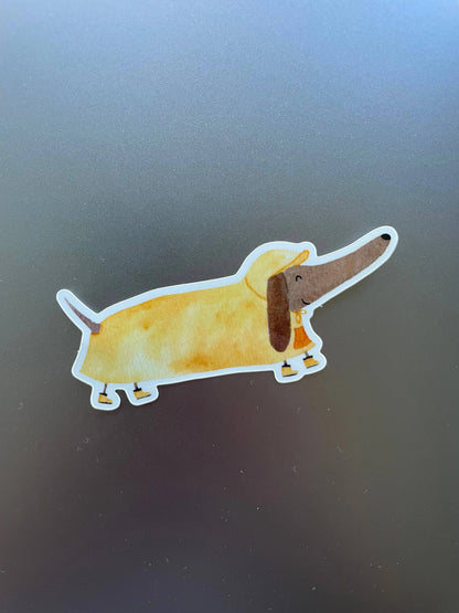 Sticker - Dackel mit Regenmantel 
