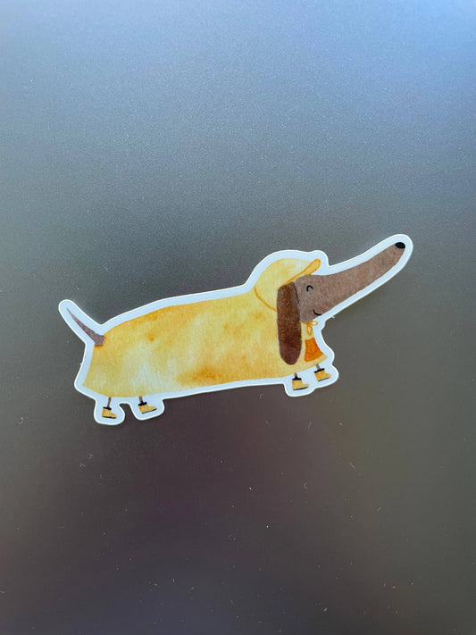 Sticker - Dackel mit Regenmantel 