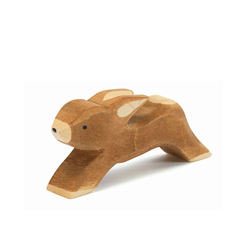 Ostheimer Hase laufend, braune Holzfigur im Sprung