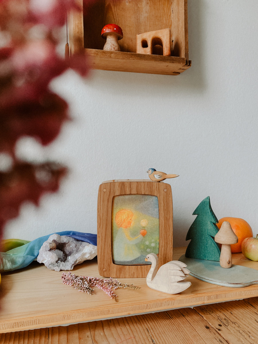 Postkartenlampe aus Holz mit leuchtender Postkarte, Ansicht 7