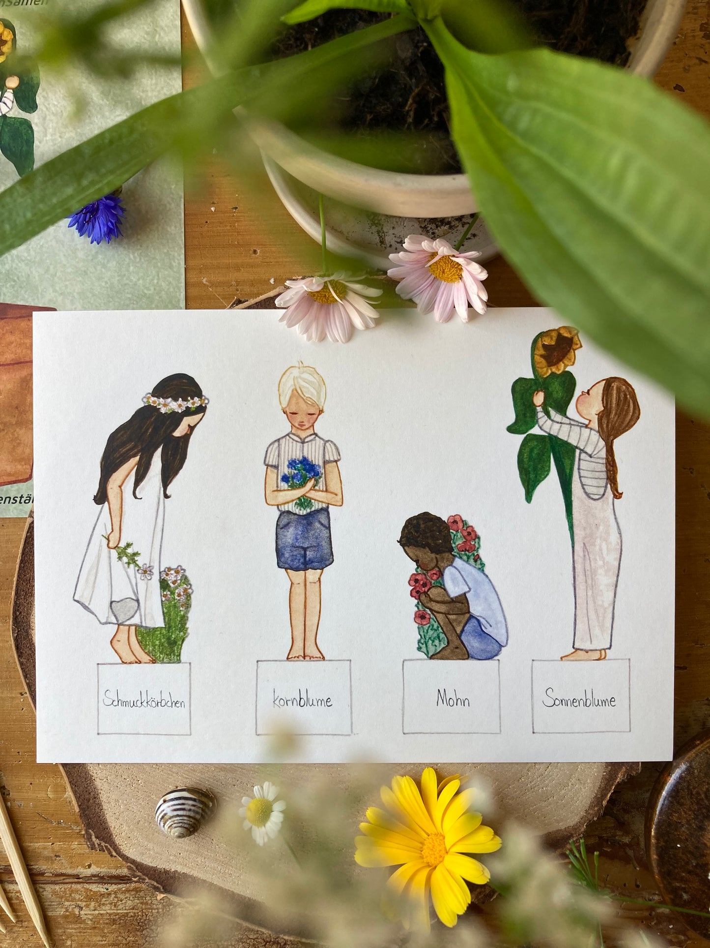 Bastelbogen (DEUTSCH) - Kinder pflanzen Blumen
