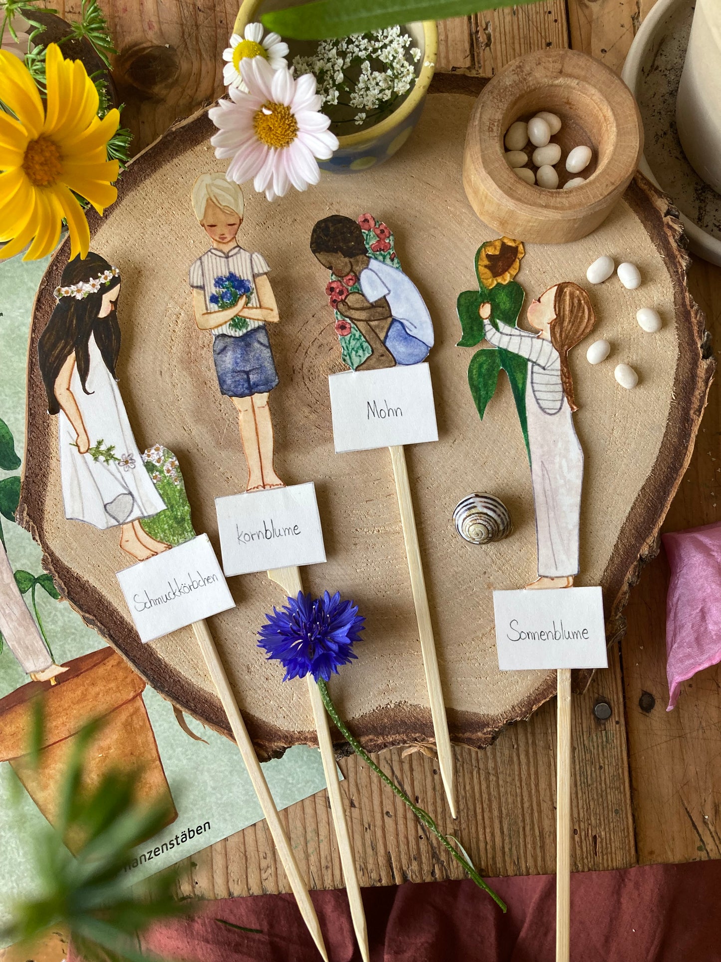Bastelbogen (DEUTSCH) - Kinder pflanzen Blumen
