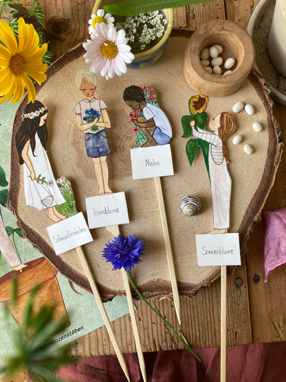 Bastelbogen (DEUTSCH) - Kinder pflanzen Blumen