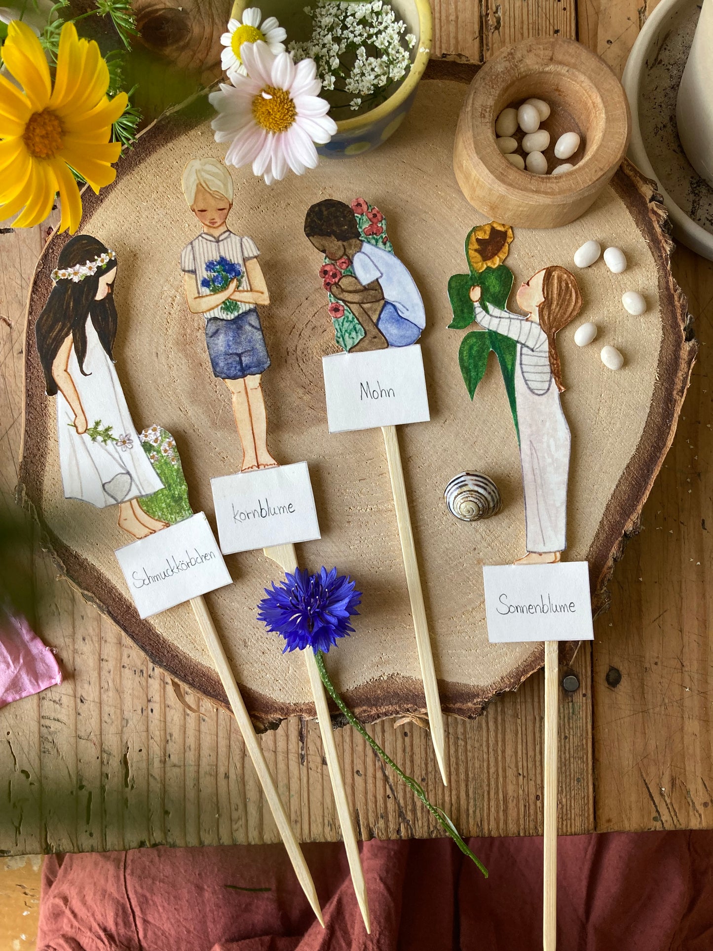 Bastelbogen (DEUTSCH) - Kinder pflanzen Blumen